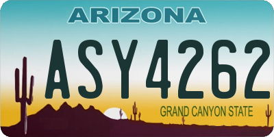 AZ license plate ASY4262