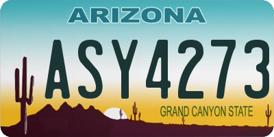 AZ license plate ASY4273