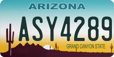 AZ license plate ASY4289