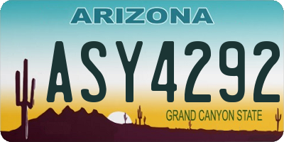AZ license plate ASY4292