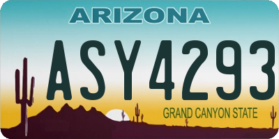 AZ license plate ASY4293