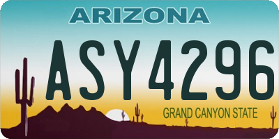 AZ license plate ASY4296