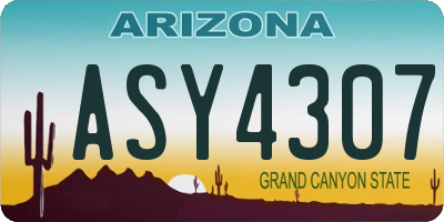 AZ license plate ASY4307