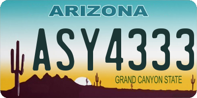 AZ license plate ASY4333