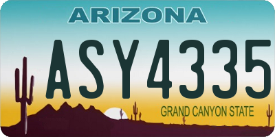 AZ license plate ASY4335