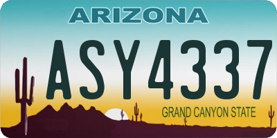 AZ license plate ASY4337
