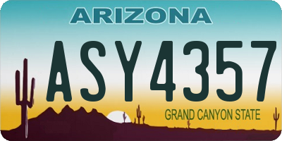 AZ license plate ASY4357