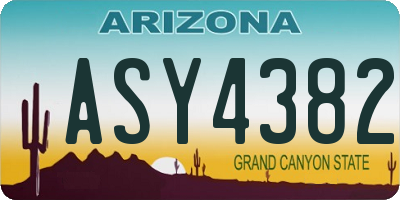 AZ license plate ASY4382
