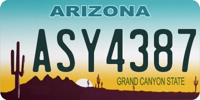 AZ license plate ASY4387