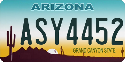 AZ license plate ASY4452