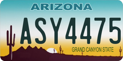 AZ license plate ASY4475