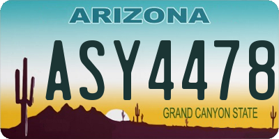 AZ license plate ASY4478