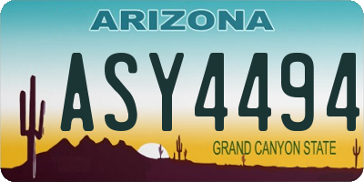 AZ license plate ASY4494