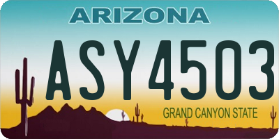 AZ license plate ASY4503