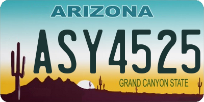 AZ license plate ASY4525