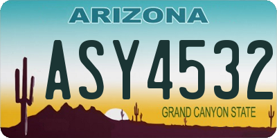 AZ license plate ASY4532