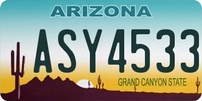 AZ license plate ASY4533