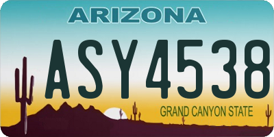 AZ license plate ASY4538