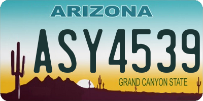 AZ license plate ASY4539