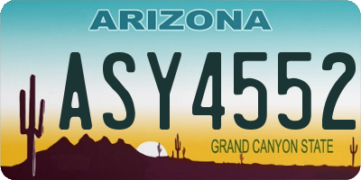 AZ license plate ASY4552