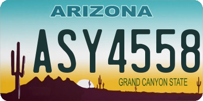 AZ license plate ASY4558