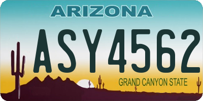 AZ license plate ASY4562