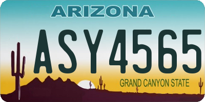 AZ license plate ASY4565