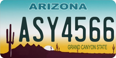 AZ license plate ASY4566