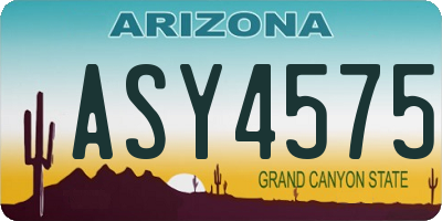 AZ license plate ASY4575