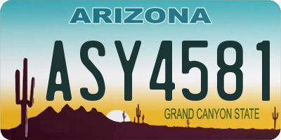 AZ license plate ASY4581