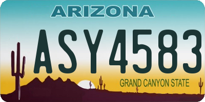 AZ license plate ASY4583