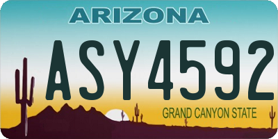 AZ license plate ASY4592