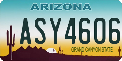 AZ license plate ASY4606