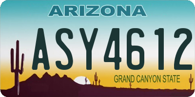 AZ license plate ASY4612