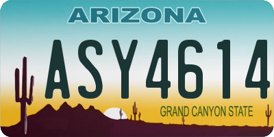 AZ license plate ASY4614