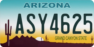 AZ license plate ASY4625