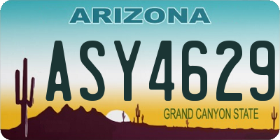 AZ license plate ASY4629