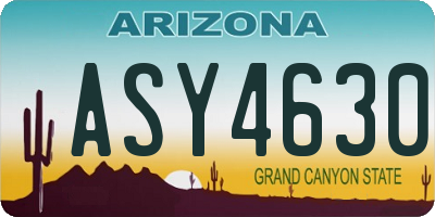 AZ license plate ASY4630