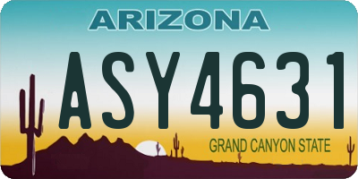 AZ license plate ASY4631
