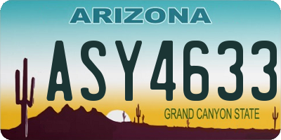 AZ license plate ASY4633
