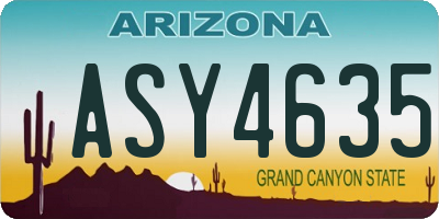AZ license plate ASY4635