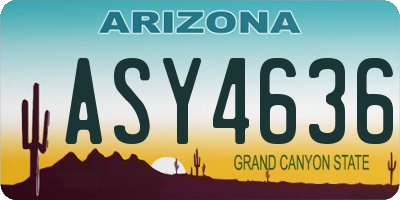 AZ license plate ASY4636