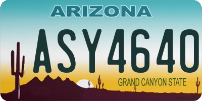 AZ license plate ASY4640