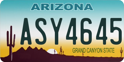 AZ license plate ASY4645
