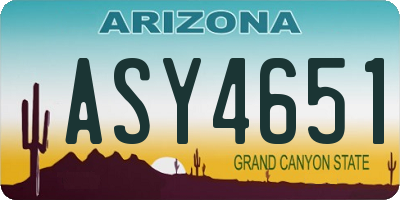AZ license plate ASY4651