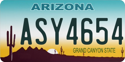 AZ license plate ASY4654