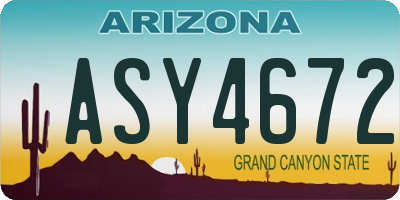 AZ license plate ASY4672