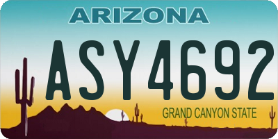 AZ license plate ASY4692