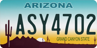 AZ license plate ASY4702