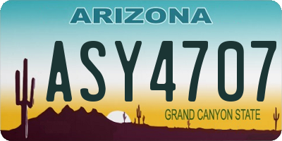 AZ license plate ASY4707